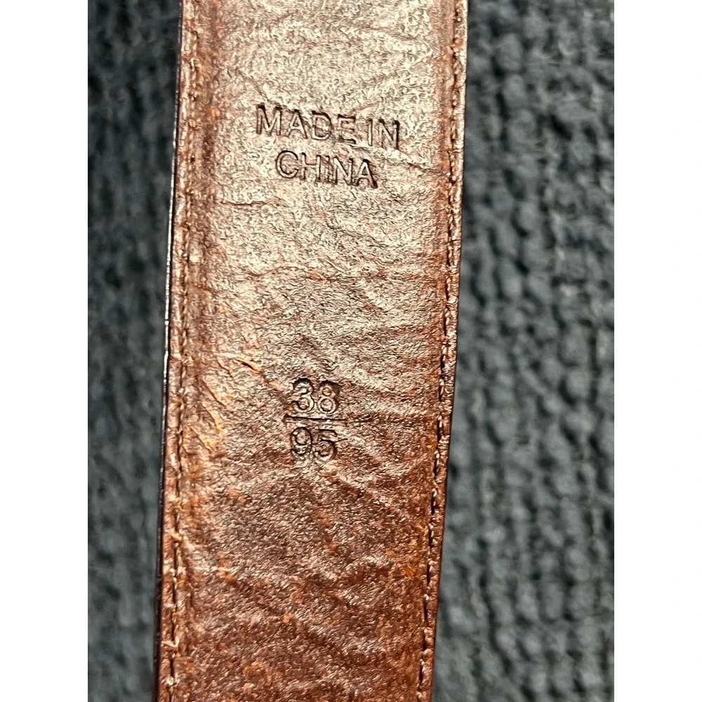 Polo Ralph Lauren Brown Italian Leather Belt Silver Buckle Mens Size 38 95